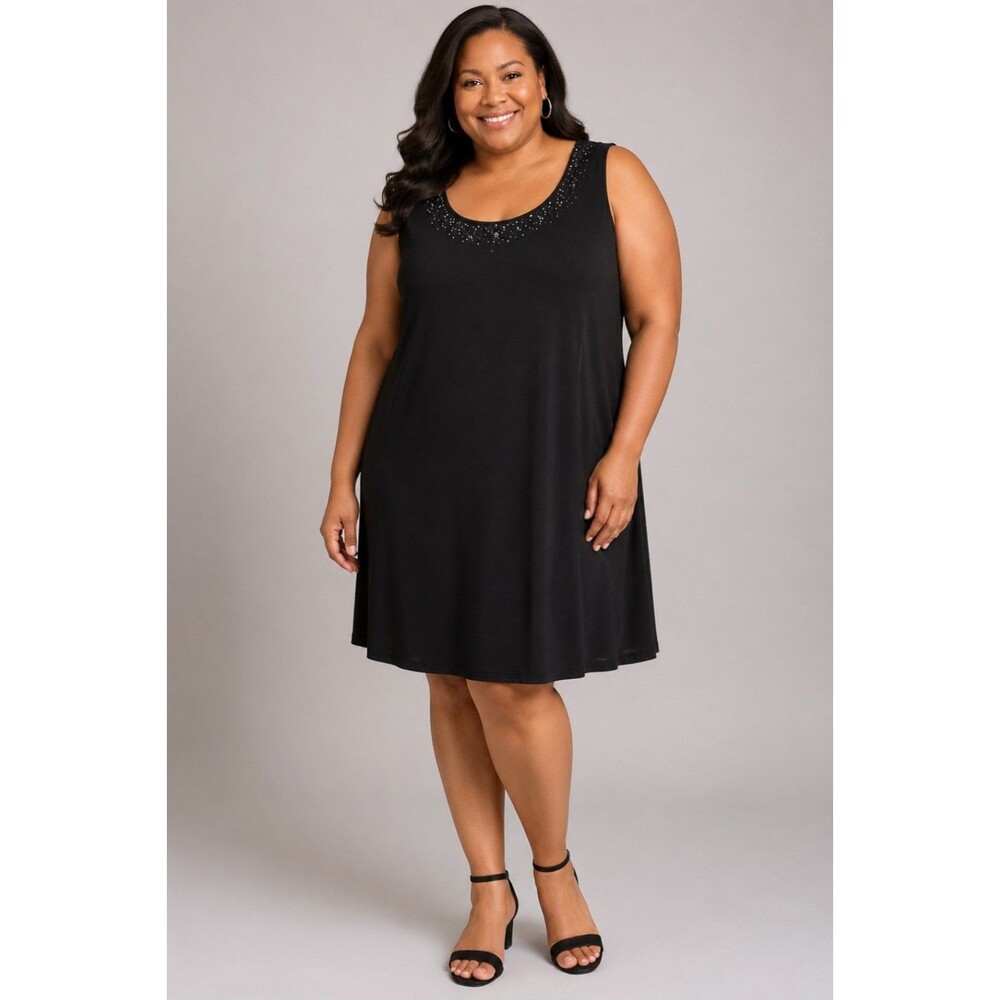 Dress Casual Women R&M Richards, Black, Size 3X, Polyester Spandex